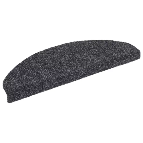 15 db öntapadós lépcsőszőnyeg, 65 x 21 x 4 cm, sötétszürke, nagy félkör alakú