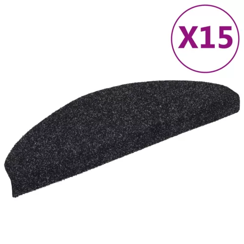 15 db öntapadós lépcsőszőnyeg, 65 x 21 x 4 cm, fekete, félkör alakú, nagy