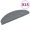 15 db öntapadós lépcsőszőnyeg 65 x 21 x 4 cm világosszürke félkör alakú nagy