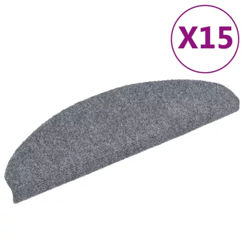 15 db öntapadós lépcsőszőnyeg 65 x 21 x 4 cm világosszürke félkör alakú nagy