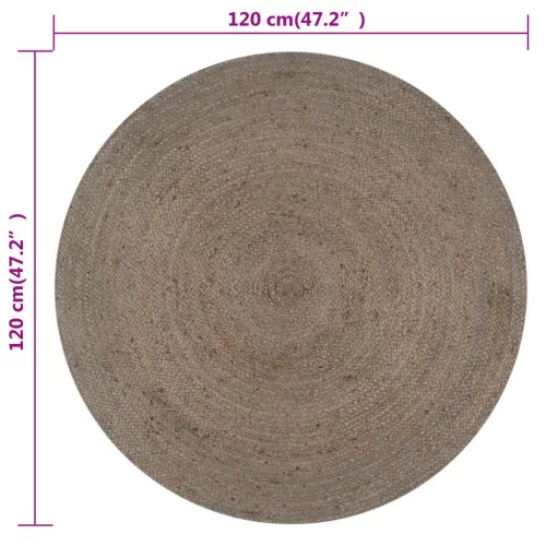 szürke kézzel font kör alakú jutaszőnyeg 120 cm