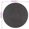 Sötétszürke kézzel font kör alakú jutaszőnyeg 90 cm
