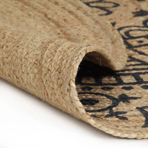 Kézzel font jutaszőnyeg sötétkék mintával 120 cm