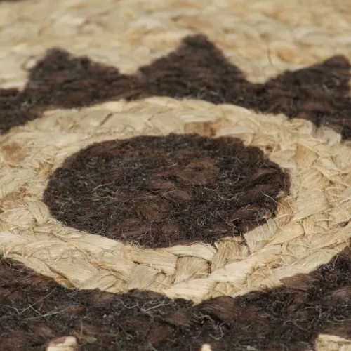 Kézzel font jutaszőnyeg sötétbarna mintával 120 cm