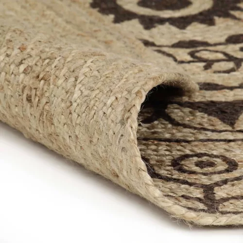 Kézzel font jutaszőnyeg sötétbarna mintával 150 cm