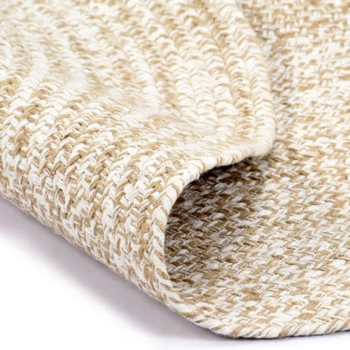 Fehér és természetes színű kézzel font jutaszőnyeg 90 cm