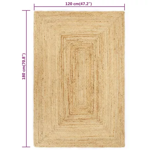 Természetes színű kézzel font jutaszőnyeg 120 x 180 cm