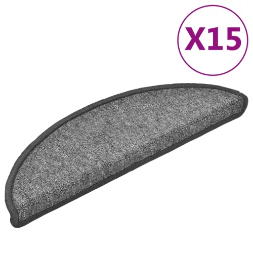 15 db sötétszürke félkör alakú lépcsőszőnyeg 56 x 17 x 3 cm