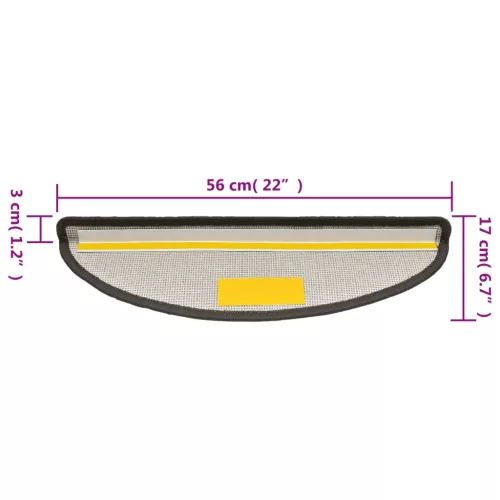 15 db sötétszürke félkör alakú lépcsőszőnyeg 56 x 17 x 3 cm