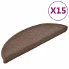 15 db lépcsőszőnyeg 56 x 17 x 3 cm kávébarna félkör alakú lépcsőszőnyeg