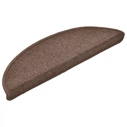 15 db lépcsőszőnyeg 56 x 17 x 3 cm kávébarna félkör alakú lépcsőszőnyeg