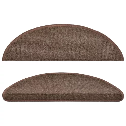 15 db lépcsőszőnyeg 56 x 17 x 3 cm kávébarna félkör alakú lépcsőszőnyeg