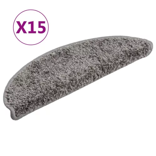 15 db szürke félkör alakú lépcsőszőnyeg 56 x 17 x 3 cm