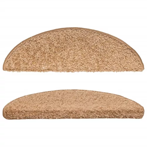 15 db bézs színű, félkör alakú lépcsőszőnyeg 56 x 17 x 3 cm
