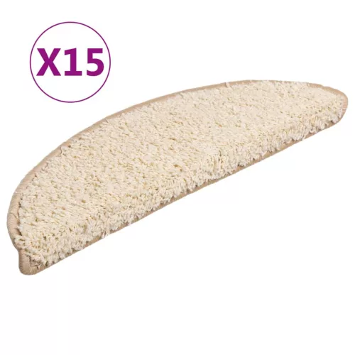 15 db krémszínű, félkör alakú lépcsőszőnyeg 56 x 17 x 3 cm