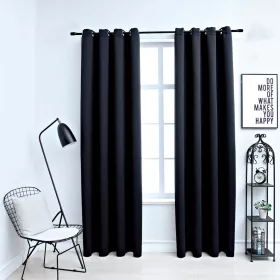   2 db fekete sötétítőfüggöny fémgyűrűkkel 140 x 175 cm
