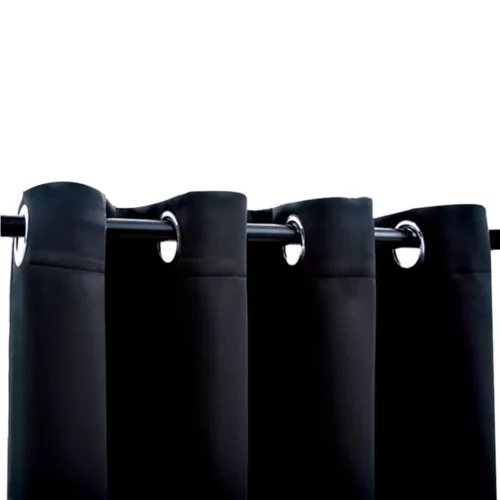 2 db fekete sötétítőfüggöny fémgyűrűkkel 140 x 175 cm