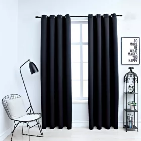   2 db fekete sötétítőfüggöny fémgyűrűkkel 140 x 225 cm