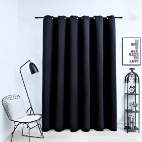 Fekete sötétítőfüggöny fémkarikákkal 290 x 245 cm