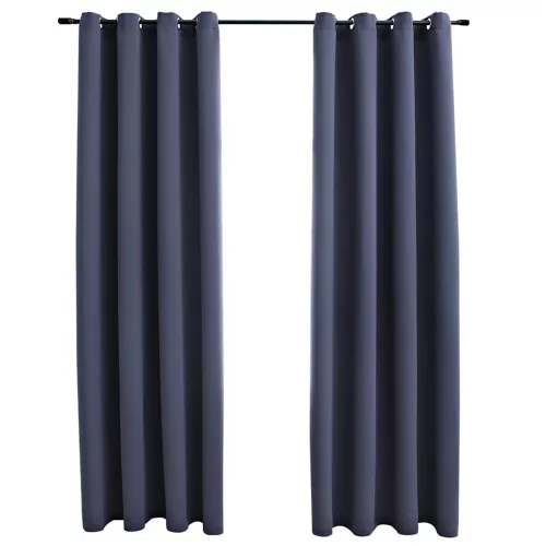 2 db antracitszürke sötétítőfüggöny fémgyűrűkkel 140 x 175 cm