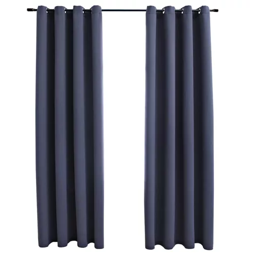 2 db antracitszürke sötétítőfüggöny fémgyűrűkkel 140 x 225 cm