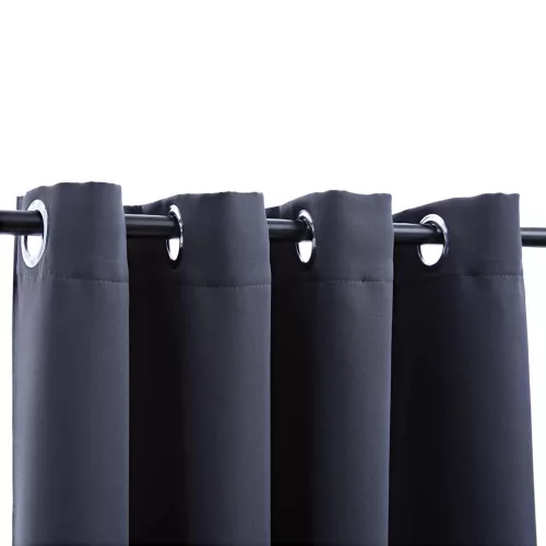2 db antracitszürke sötétítőfüggöny fémgyűrűkkel 140 x 245 cm