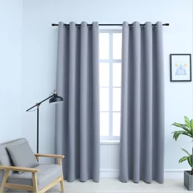  2 db szürke sötétítőfüggöny fémgyűrűkkel 140 x 225 cm