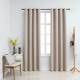   2 db bézs sötétítőfüggöny fémgyűrűkkel 140 x 175 cm