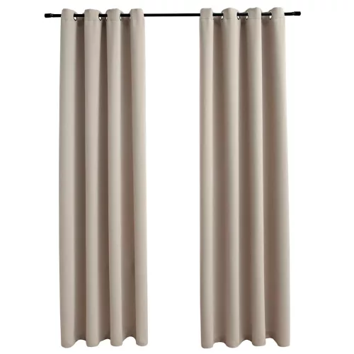 2 db bézs sötétítőfüggöny fémgyűrűkkel 140 x 175 cm