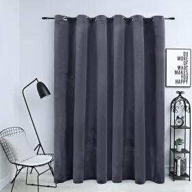   Antracitszürke bársony sötétítőfüggöny fémkarikákkal 290x245 cm