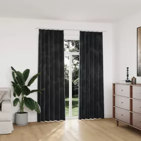   2 db antracitszürke bársony sötétítőfüggöny kampókkal 140x225