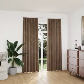   2 db bézs bársony sötétítőfüggöny kampókkal 140 x 225 cm