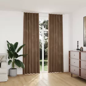   2 db bézs bársony sötétítőfüggöny kampókkal 140 x 245 cm