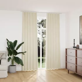   2 db krémszínű bársony sötétítőfüggöny kampókkal 140 x 245 cm