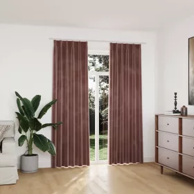   2 db antik rózsaszín sötétítőfüggöny kampókkal 140 x 225 cm
