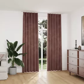   2 db antik rózsaszín sötétítőfüggöny kampókkal 140 x 245 cm