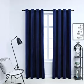  2 db sötétkék bársony sötétítőfüggöny gyűrűkkel 140 x 245 cm