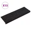 15 db öntapadós lépcsőszőnyeg, 65 x 21 x 4 cm, fekete, téglalap alakú széllel