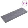 15 db öntapadós lépcsőszőnyeg, 65 x 21 x 4 cm, világosszürke, téglalap alakú széllel