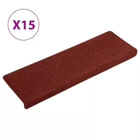   15 db öntapadós lépcsőszőnyeg 65 x 21 x 4 cm bordói piros téglalap alakú széllel