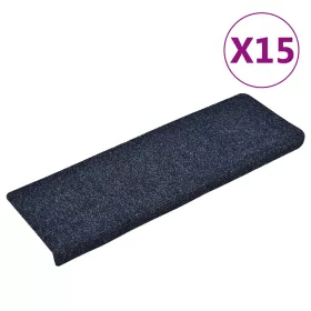   15 db öntapadós lépcsőszőnyeg, kék, téglalap alakú széllel, 65 x 21 x 4 cm
