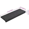15 db lépcsőszőnyeg 65 x 21 x 4 cm antracit téglalap alakú széllel