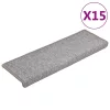 15 db világosszürke lépcsőszőnyeg, téglalap alakú széllel, 65 x 21 x 4 cm