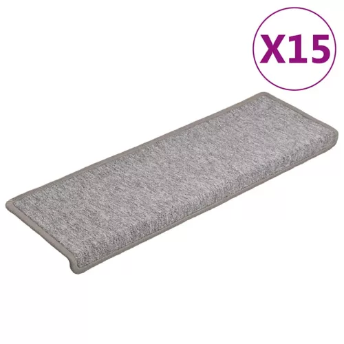 15 db világosszürke lépcsőszőnyeg, téglalap alakú széllel, 65 x 21 x 4 cm