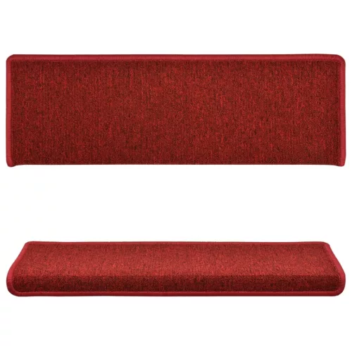15 db lépcsőszőnyeg 65 x 21 x 4 cm piros téglalap alakú széllel