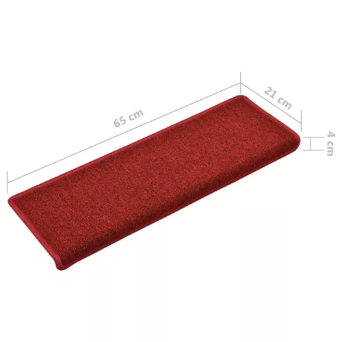 15 db lépcsőszőnyeg 65 x 21 x 4 cm piros téglalap alakú széllel