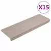 15 db lépcsőszőnyeg 65 x 21 x 4 cm bézs téglalap alakú széllel