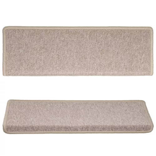 15 db lépcsőszőnyeg 65 x 21 x 4 cm bézs téglalap alakú széllel