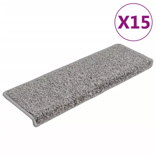 15 db szürke lépcsőszőnyeg, téglalap alakú széllel, 65 x 21 x 4 cm