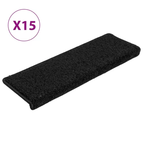 15 db fekete, téglalap alakú szélű lépcsőszőnyeg 65 x 21 x 4 cm
